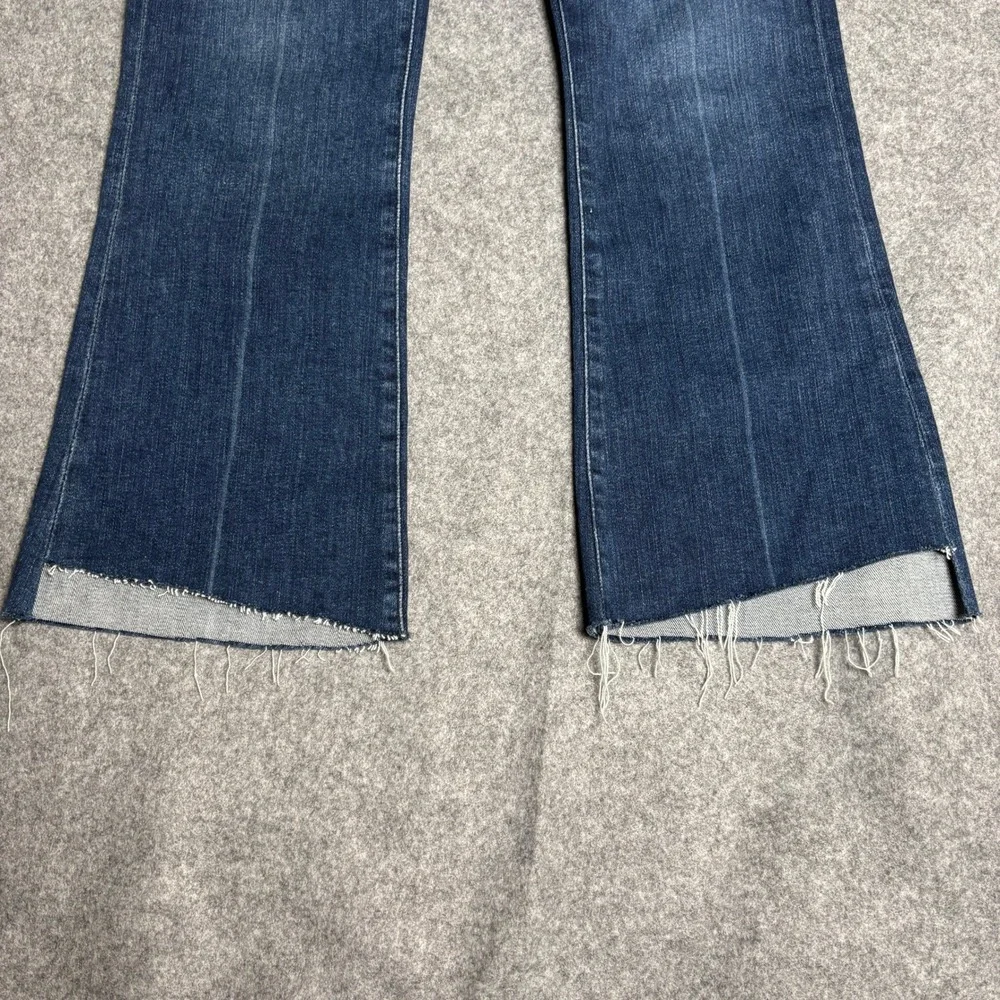 Frame Blue Le Crop Mini Boot Flare Wide Leg Frayed Raw Hem Denim Jeans Womens 26 - Picture 4 of 8